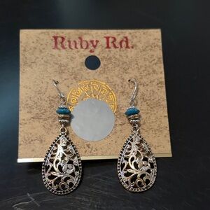 Ruby Rd. Silver and Turquoise Filigree Earrings